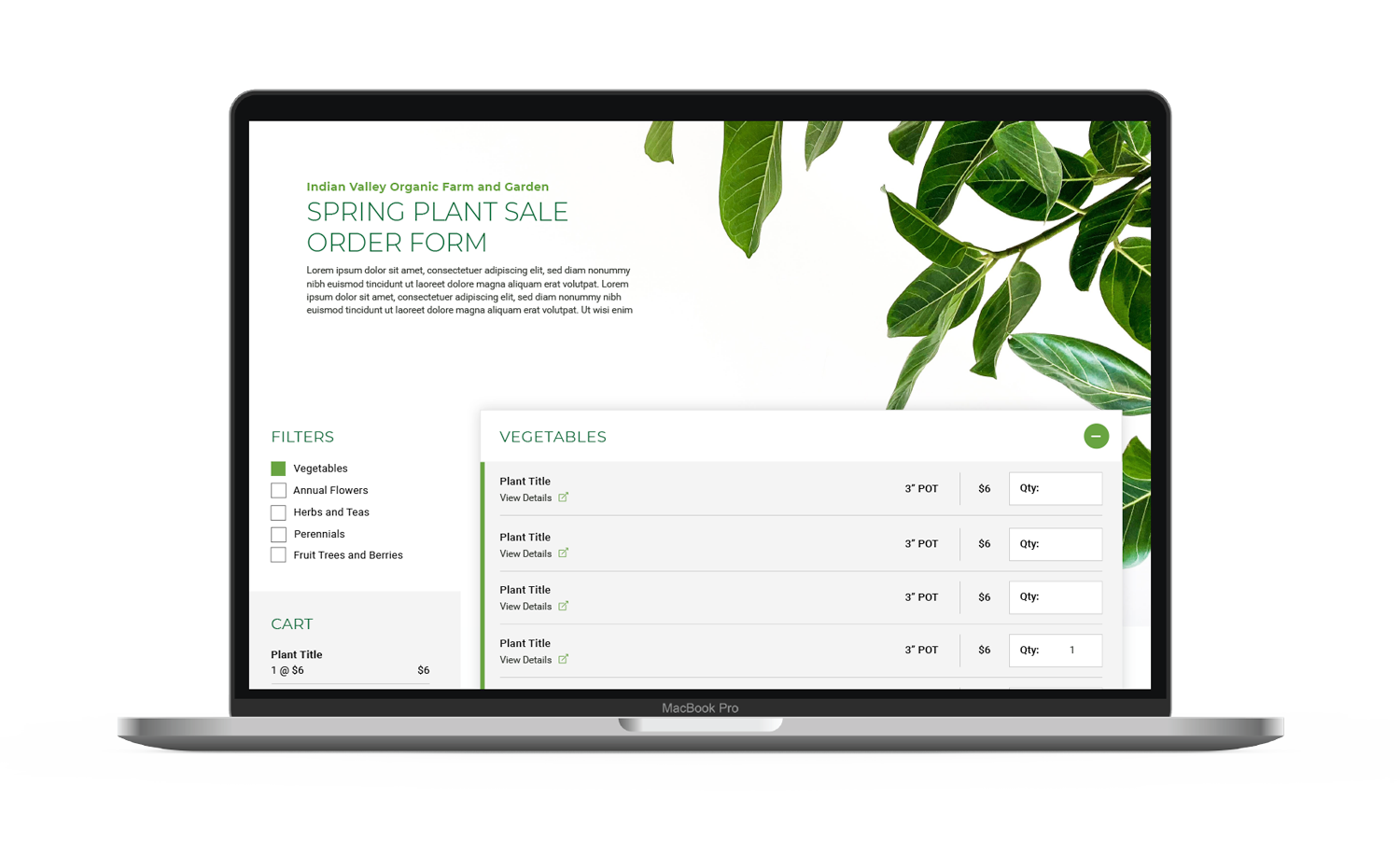 IVC Plant Sale Website on Laptop