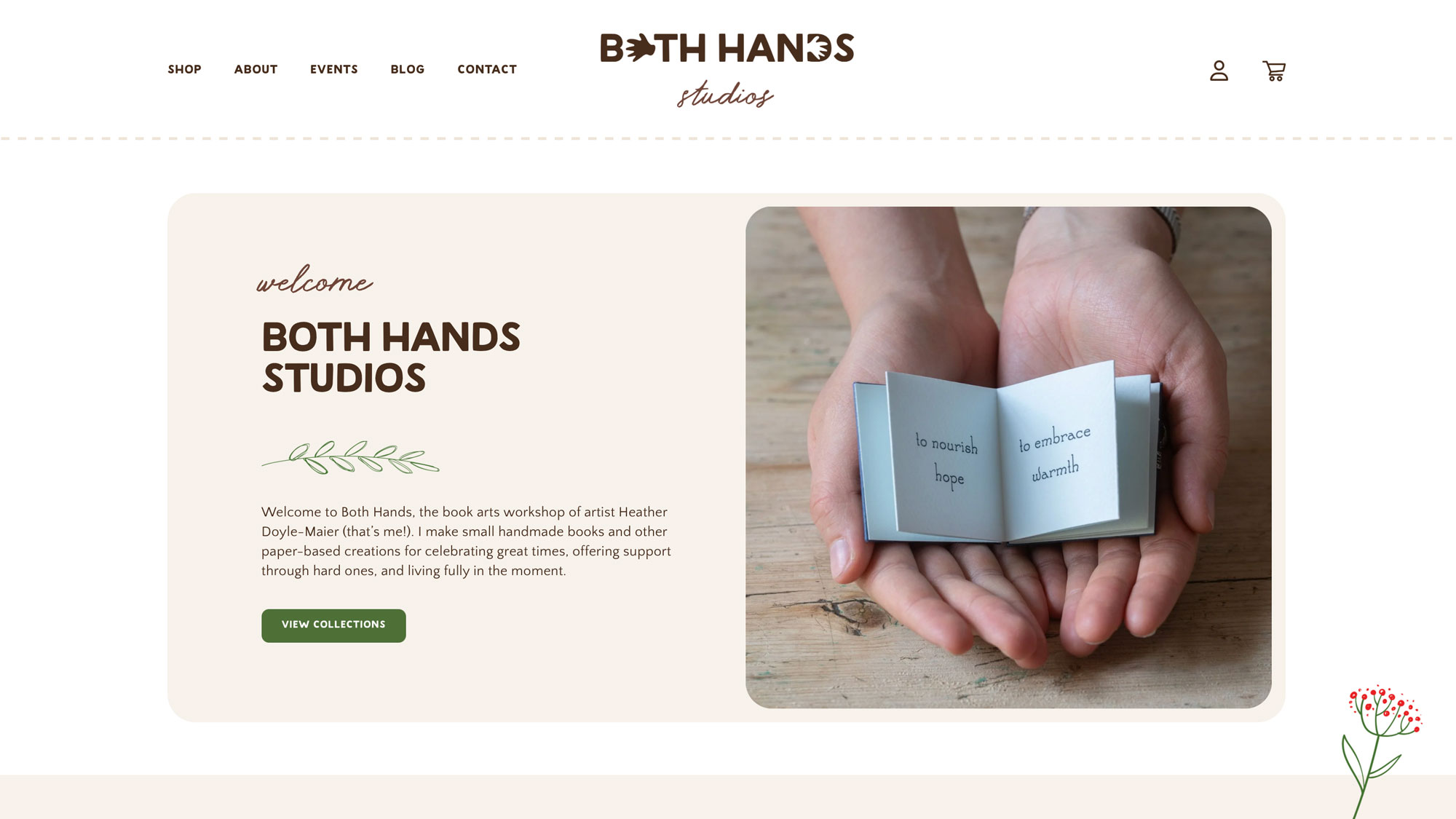Screenshot of website homepage
