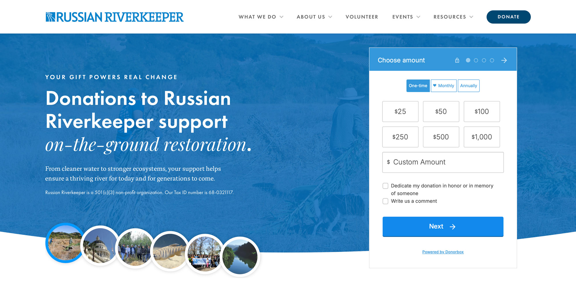 Donation page with rotatings slider in hero